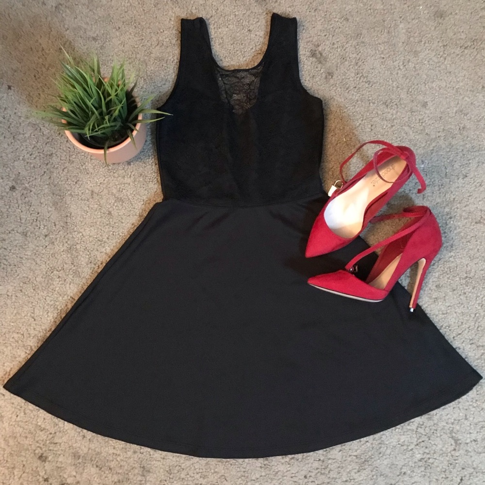 Black laced H&M skater dress. Size 6